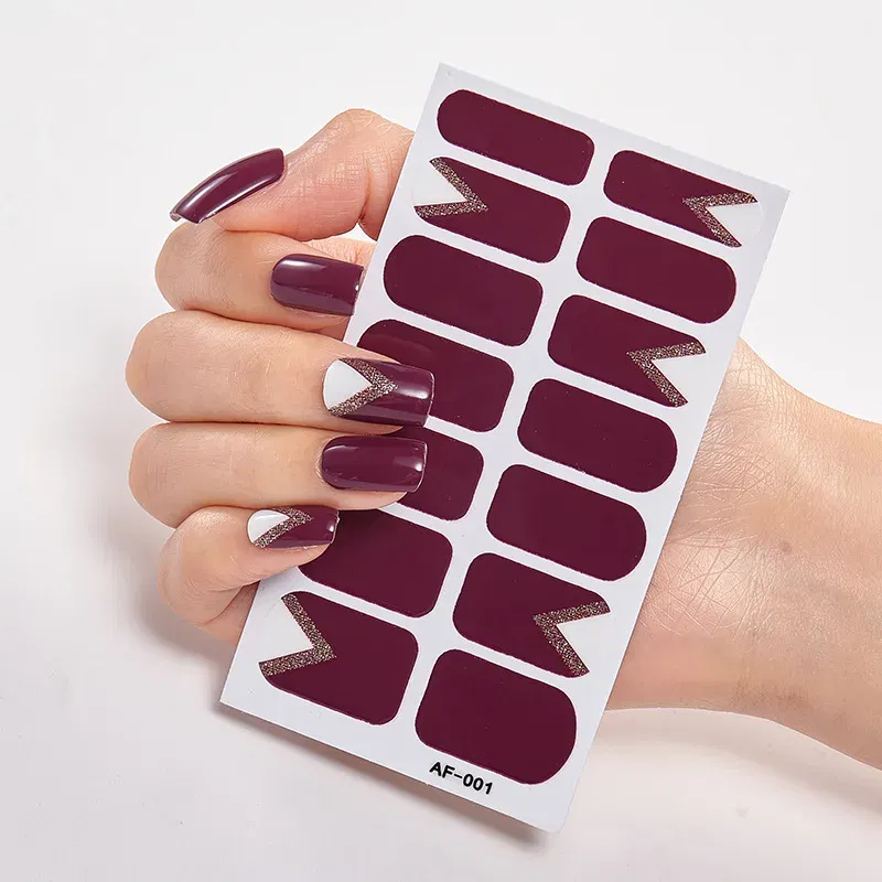 Color: Beige - Nail Polish Stickers Nail Wraps DIY Self Adhesive Nail Sticker Nail Accesoires Designer Nail Decals Full Cover Nail Stickers
