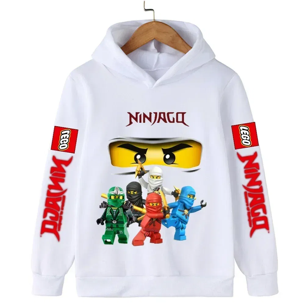 Color: GRAY, Kid Size: 24M - Lego Phantom Ninja Cartoon Children's Hooded Hoodies Casual Sports Sweatshirt 3-13 Year Old Boy Kid Baby Girls Clothes Pullover