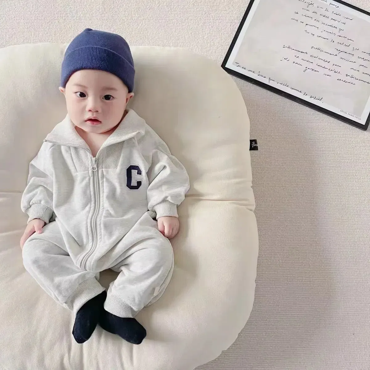 Color: Blue, Kid Size: 24M - MILANCEL Autumn Baby Clothes Letter Print Boys Rompers Front Zipper Infant Boys Jumpsuits Toddler Outfit