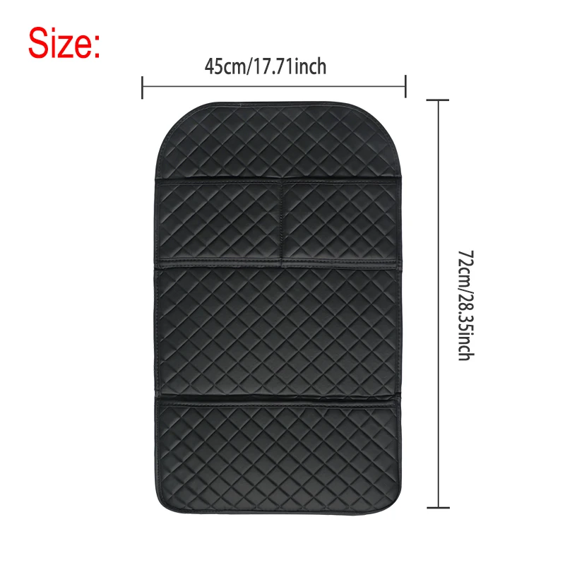 1Pc Universal PU Leather Car Anti Kicks Pad With Organizer Pocket Seat Back Protector Cover Back Car Storage Accessories