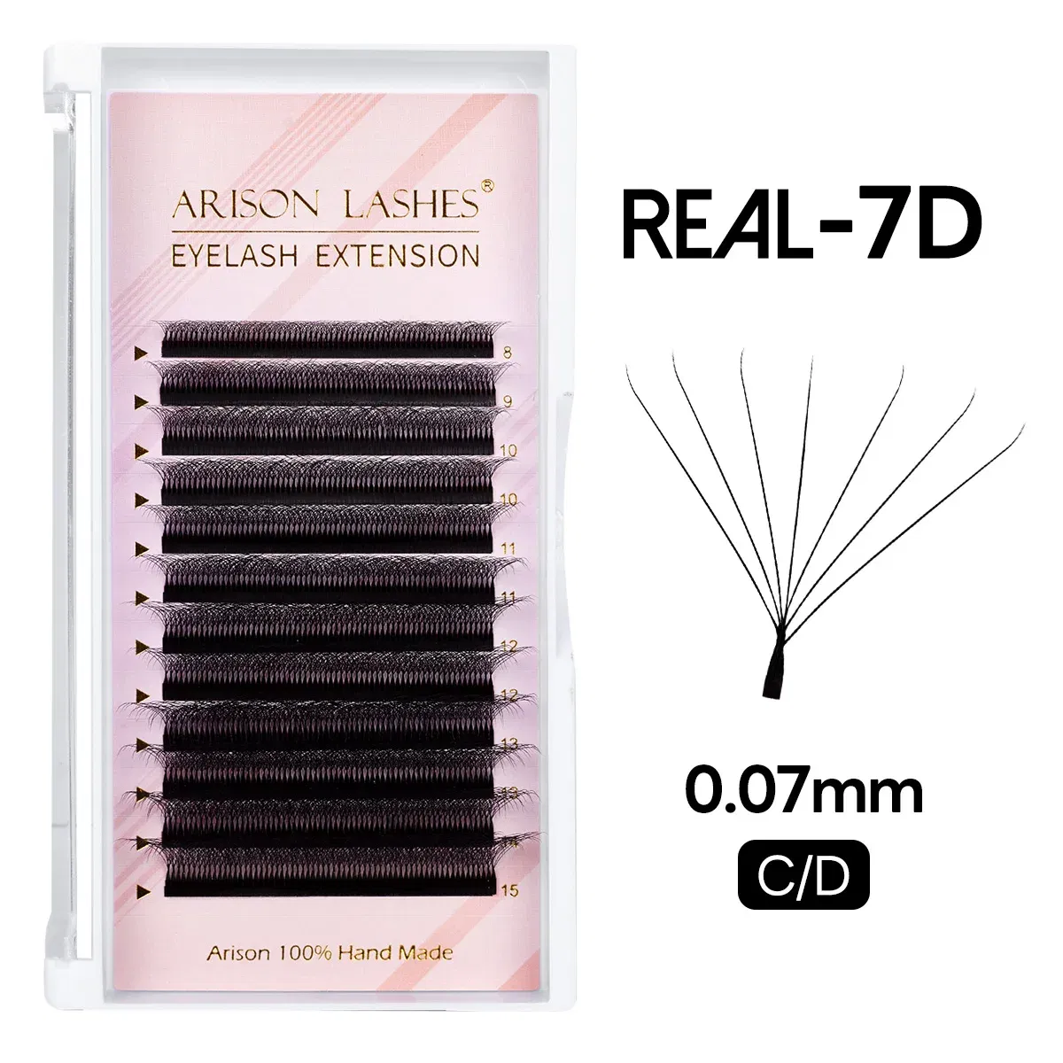 Color: Orange, Curl: D, Thickness: 0.07mm, Length: 17mm - ARISON LASHES W Shape 3/4/5/6D Eyelashes Extension Premade Volume Fans YY-shape Lashes Faux Mink Soft Easy Faning Natural Lashes