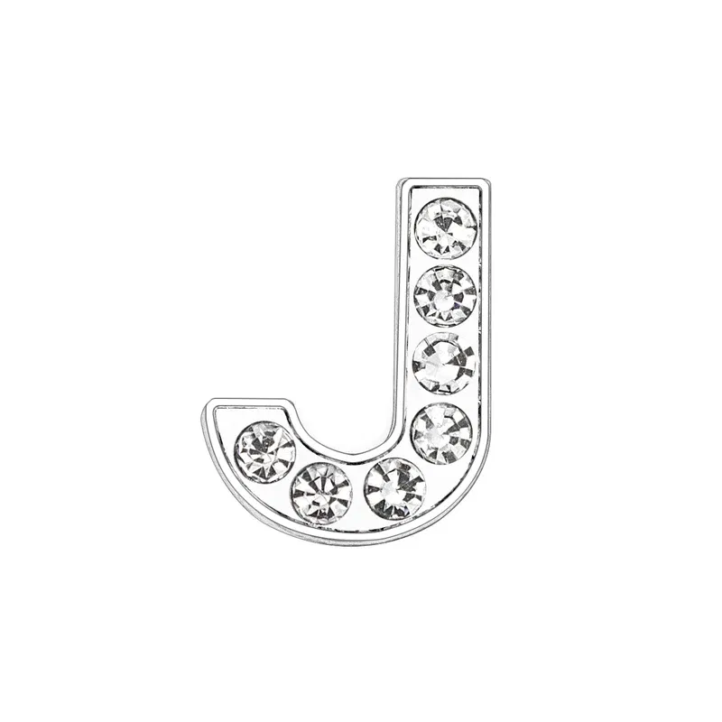 Color: Silver - Rhinestone Slide Charms Letters For Jewelry Making Women Bracelet 8mm Alphabet A-Z Pet Collar Necklace DIY Accessories Gift