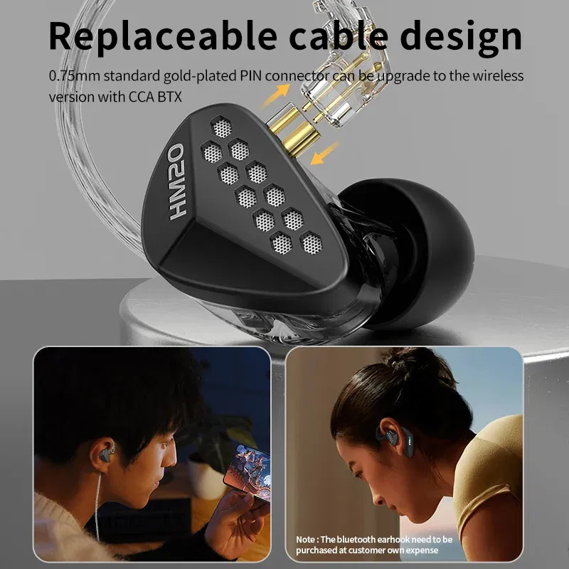 Color: Red - Cca hm20 tecnologia h?­brida 1dd + 7ba alta fidelidade com fio fone de ouvido no monitor fones esporte jogo do telefone móvel bai
