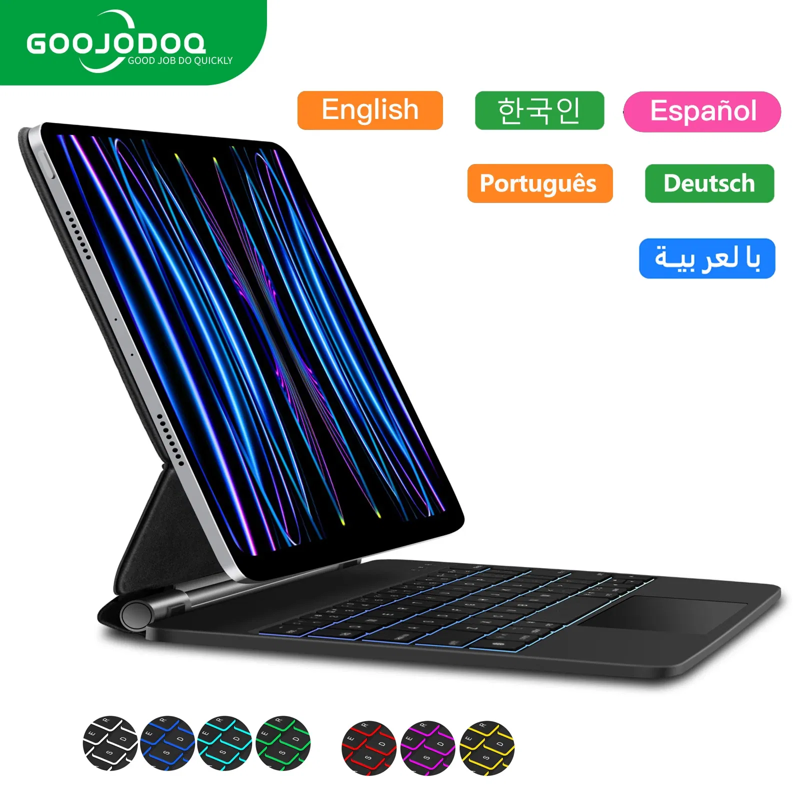 Color: PURPLE - GOOJODOQ Backlight Magic Keyboard for iPad Air 6 2024 case for iPad Air 11 inch case iPad Air 5 Air 4 10.9 inch Cover folio