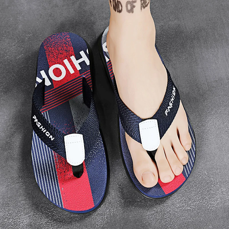 Color: Red, Shoe Size: 41 - Summer Men's Flip-flops Massage Granule Men Slippers Comfortable Beach Sandals Men Casual Shoes House Flip Flops Bathroom Shoes