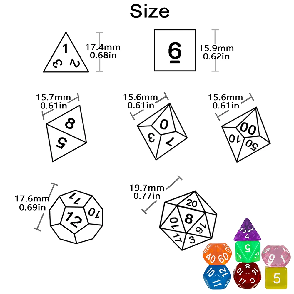 Color: Blue - High Quality 7 Pcs/set Transparent Crystal Digital Polyhedral Dice Sets D4-D20 , for DNDGame Dados Rpg Board Game