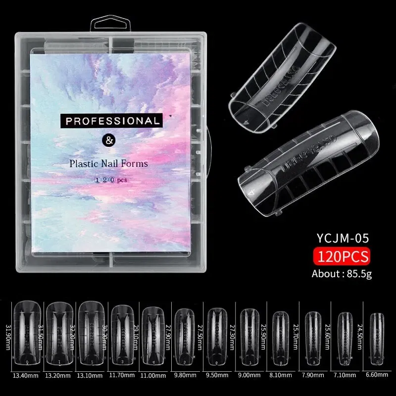 Color: DARK GRAY - 120pcs Nail Forms Full Cover False Nails Quick Building Mold Fake Nail Shaping Extend Top Molds For Gel Salon Manicure Art