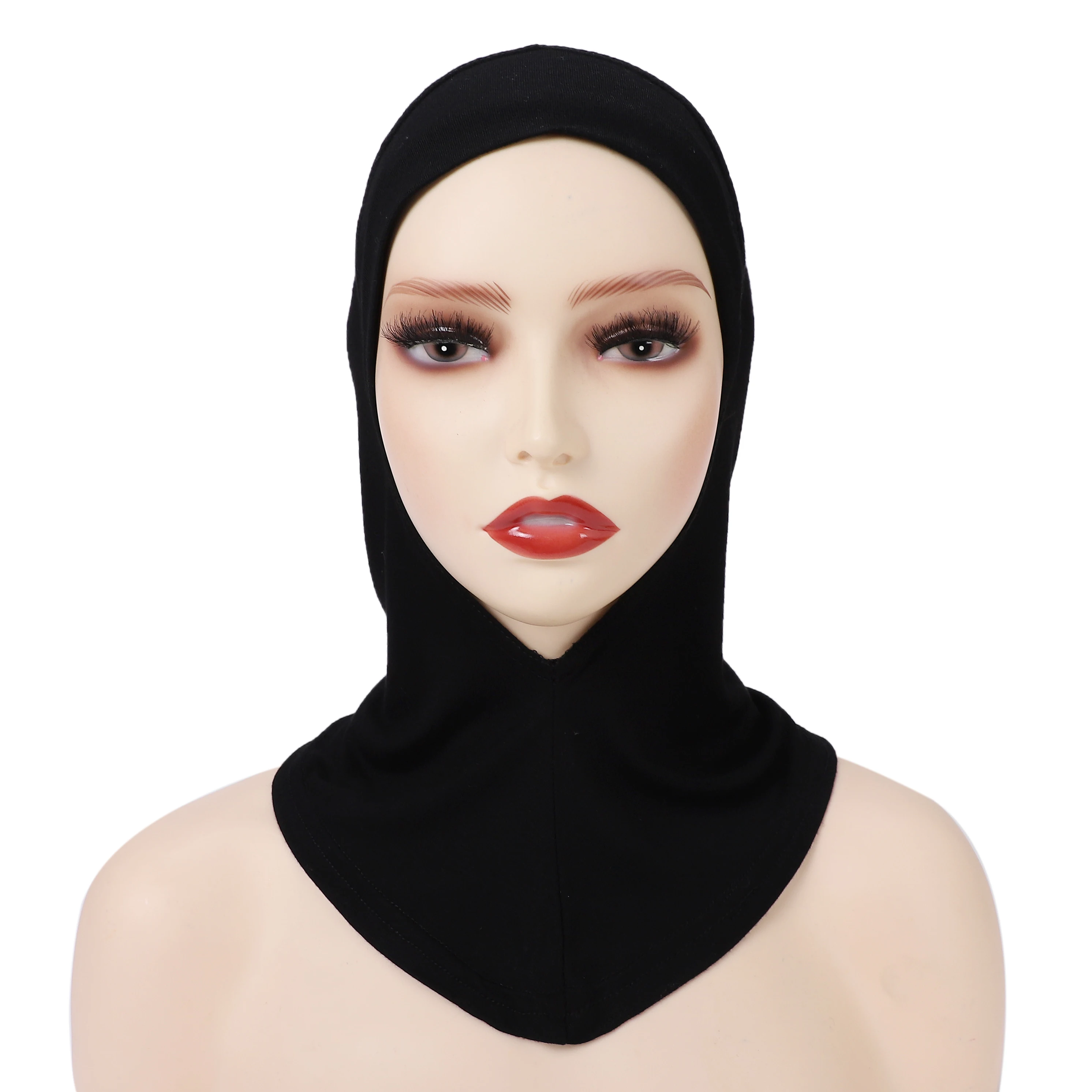 Color: Beige - 1 Piece Turban Caps for Women Muslim Underscarf Modal Hijab Inner Caps Stretchy Full Cover Shawl Cap Full Neck Coverage