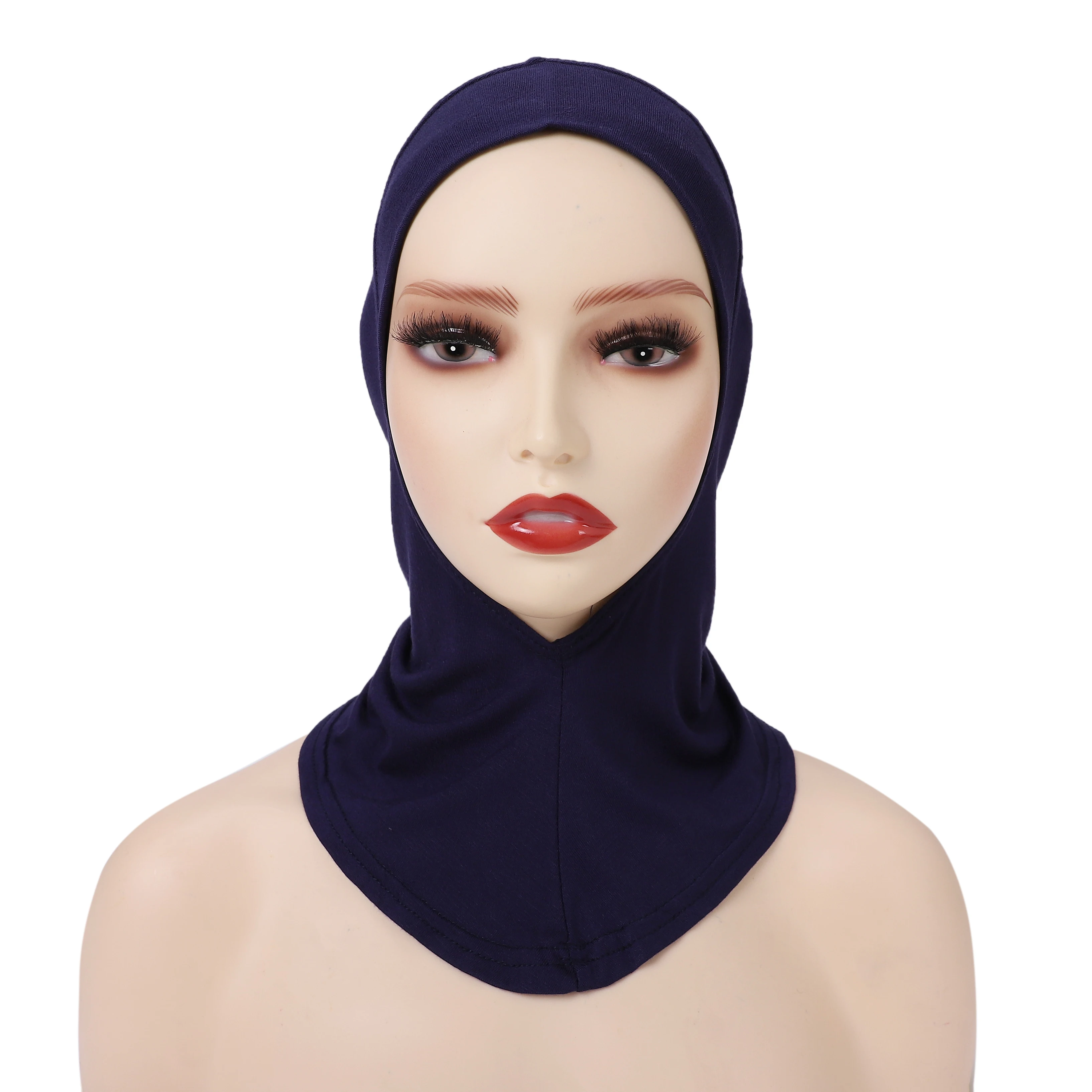 Color: Beige - 1 Piece Turban Caps for Women Muslim Underscarf Modal Hijab Inner Caps Stretchy Full Cover Shawl Cap Full Neck Coverage