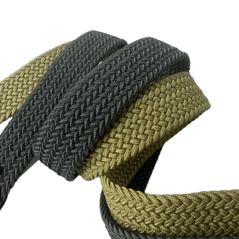 Color: GRAY, Belt Length: 110cm, Ships From: CHINA - Stretch Canvas Leather Belts for Men Female Casual Knitted Woven Military Tactical Strap Male Elastic Belt for Pants Jeans 3.5