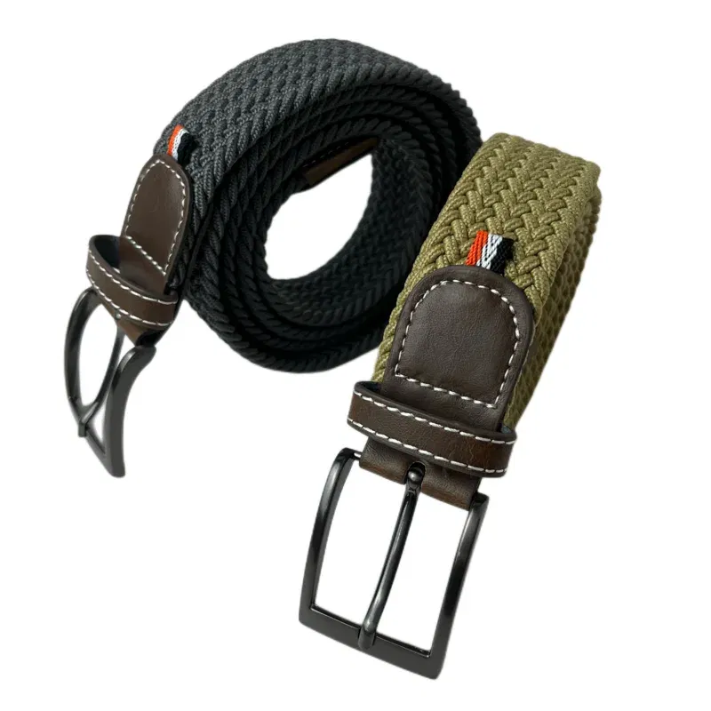 Color: GRAY, Belt Length: 110cm, Ships From: CHINA - Stretch Canvas Leather Belts for Men Female Casual Knitted Woven Military Tactical Strap Male Elastic Belt for Pants Jeans 3.5