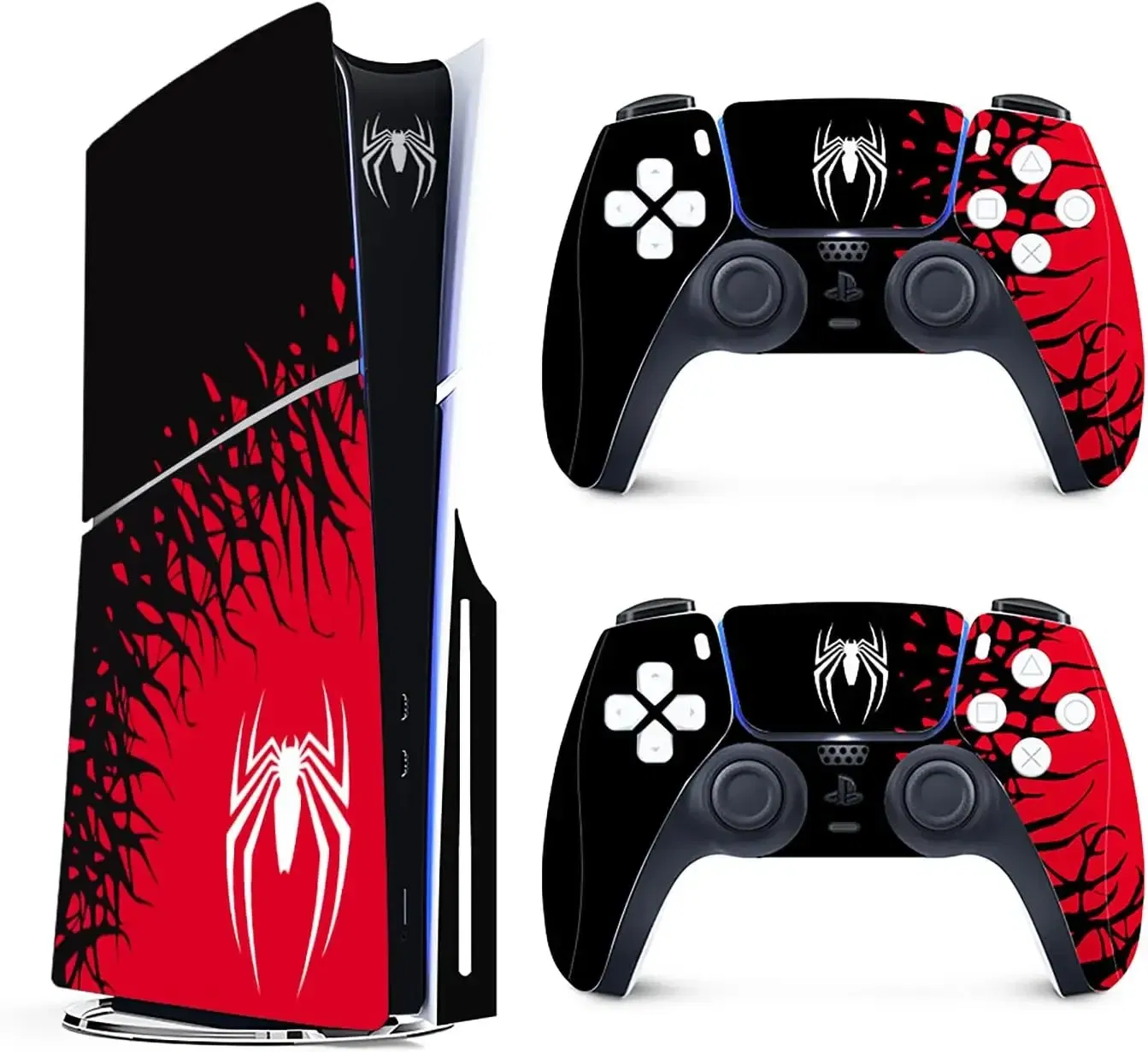 Color: Dark Blue - Vinyl Cover Skins for Playstation 5 Slim Console Superhero Skin Wraps Set for PS5 Disc Edition Controller Stickers Accessories