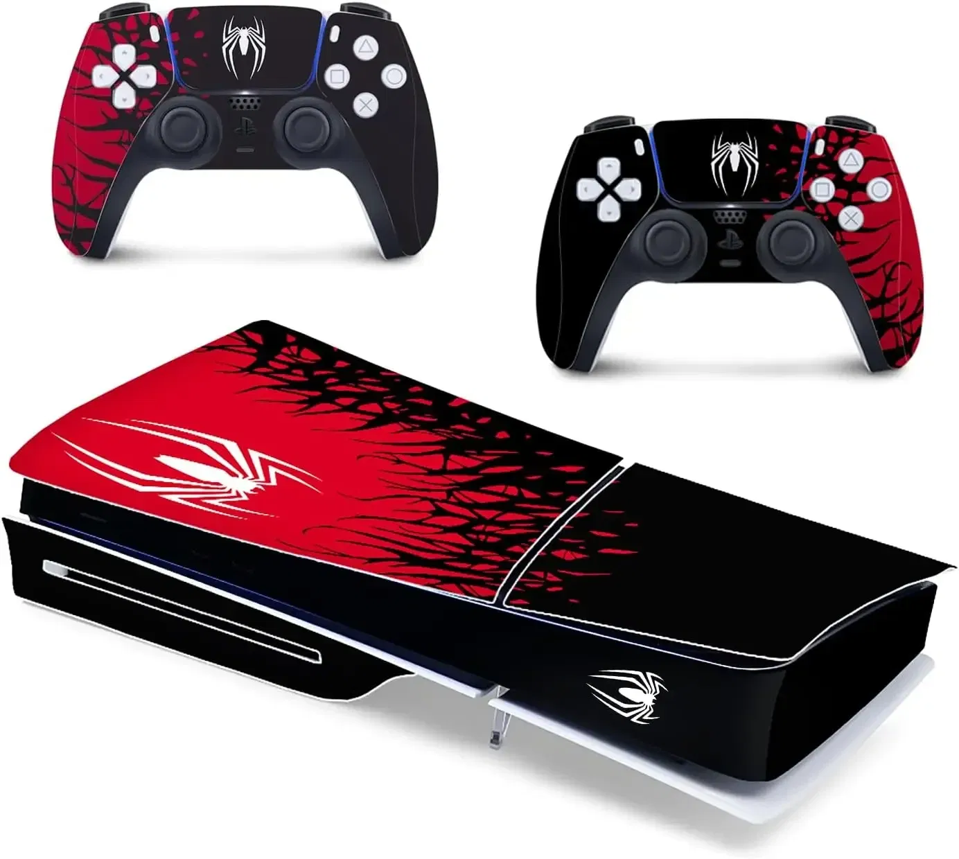Color: Dark Blue - Vinyl Cover Skins for Playstation 5 Slim Console Superhero Skin Wraps Set for PS5 Disc Edition Controller Stickers Accessories