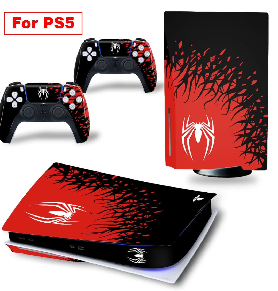 Color: Dark Blue - Vinyl Cover Skins for Playstation 5 Slim Console Superhero Skin Wraps Set for PS5 Disc Edition Controller Stickers Accessories