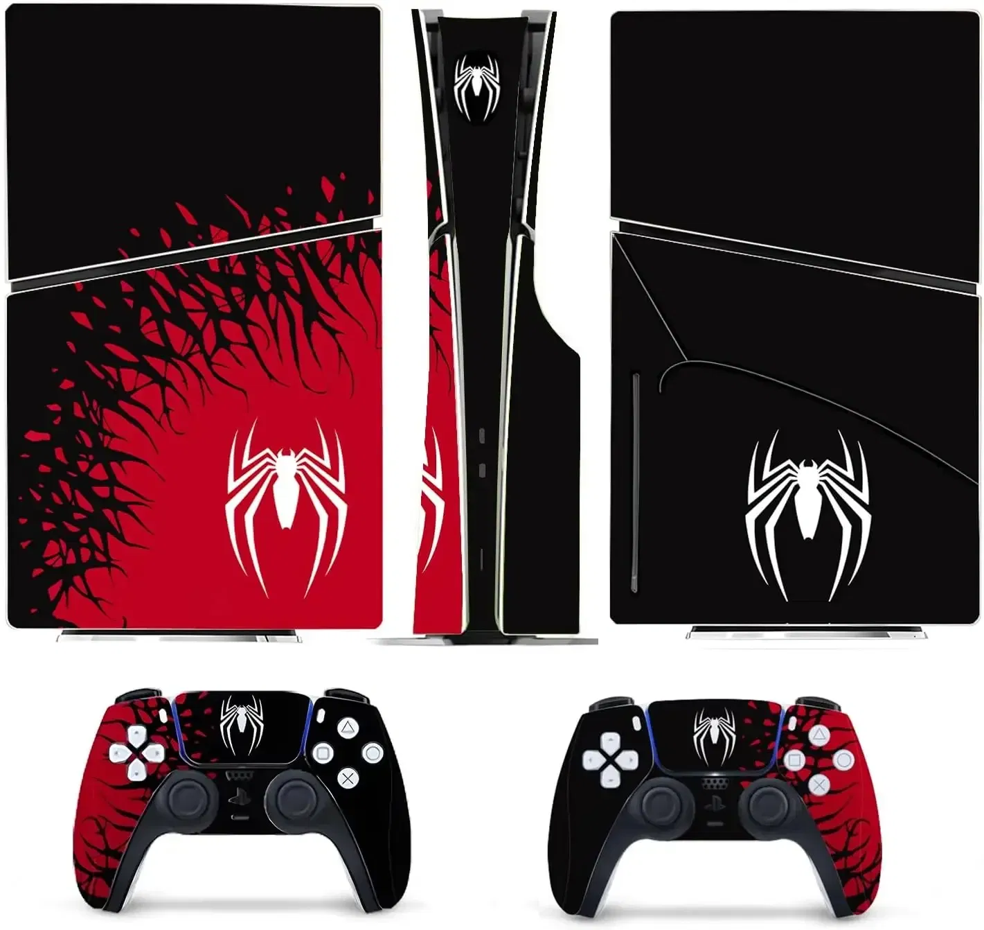 Color: Dark Blue - Vinyl Cover Skins for Playstation 5 Slim Console Superhero Skin Wraps Set for PS5 Disc Edition Controller Stickers Accessories