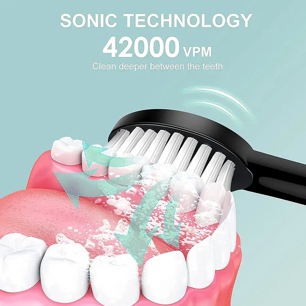 Color: WHITE - Sonic Electric Toothbrush Adult Smart Timing Tooth Brush Teeth Clean Whitening Fast USB Rechargeable Toothbrush Replacement Head