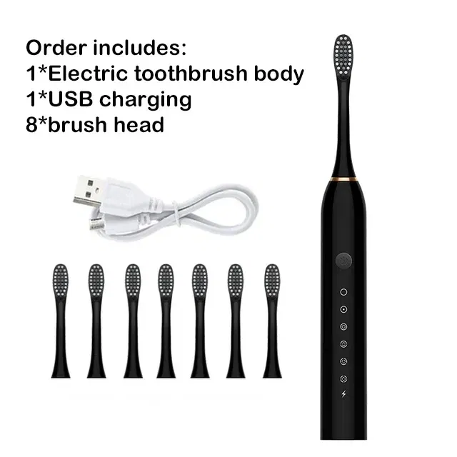 Color: WHITE - Sonic Electric Toothbrush Adult Smart Timing Tooth Brush Teeth Clean Whitening Fast USB Rechargeable Toothbrush Replacement Head