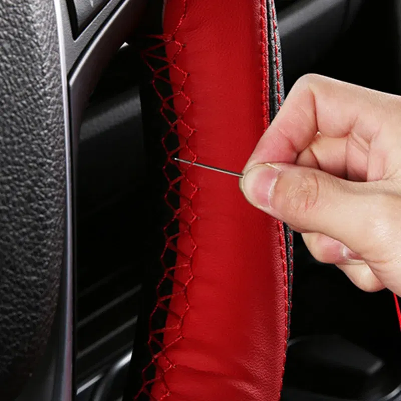 Braid On Steering Wheel 38cm Car Steering Wheel Cover Fashion Stitching Hand-stitched Soft Non-slip Auto Interior Accessories