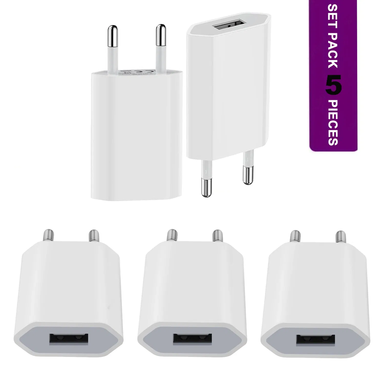Plug Type: DE - 1/3/5/10pcs 5V 1A Eu AC Home Travel USB Wall Charger For IPhone 6 7 8 plus x xr 11 12 13 14