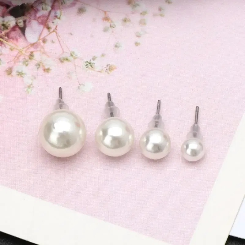 Metal Color: Light Yellow Gold Color - 12 Pairs Shining Simulated Pearl Hypoallergenic Stud Earrings Jewelry Women