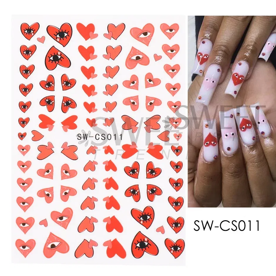 Color: Fuchsia - 5D Embossed Elk Nail Art Sticker Cute Christmas Winter Santa Claus Snowflake Gingerbread Man Engraved Slider Manicure Decoration
