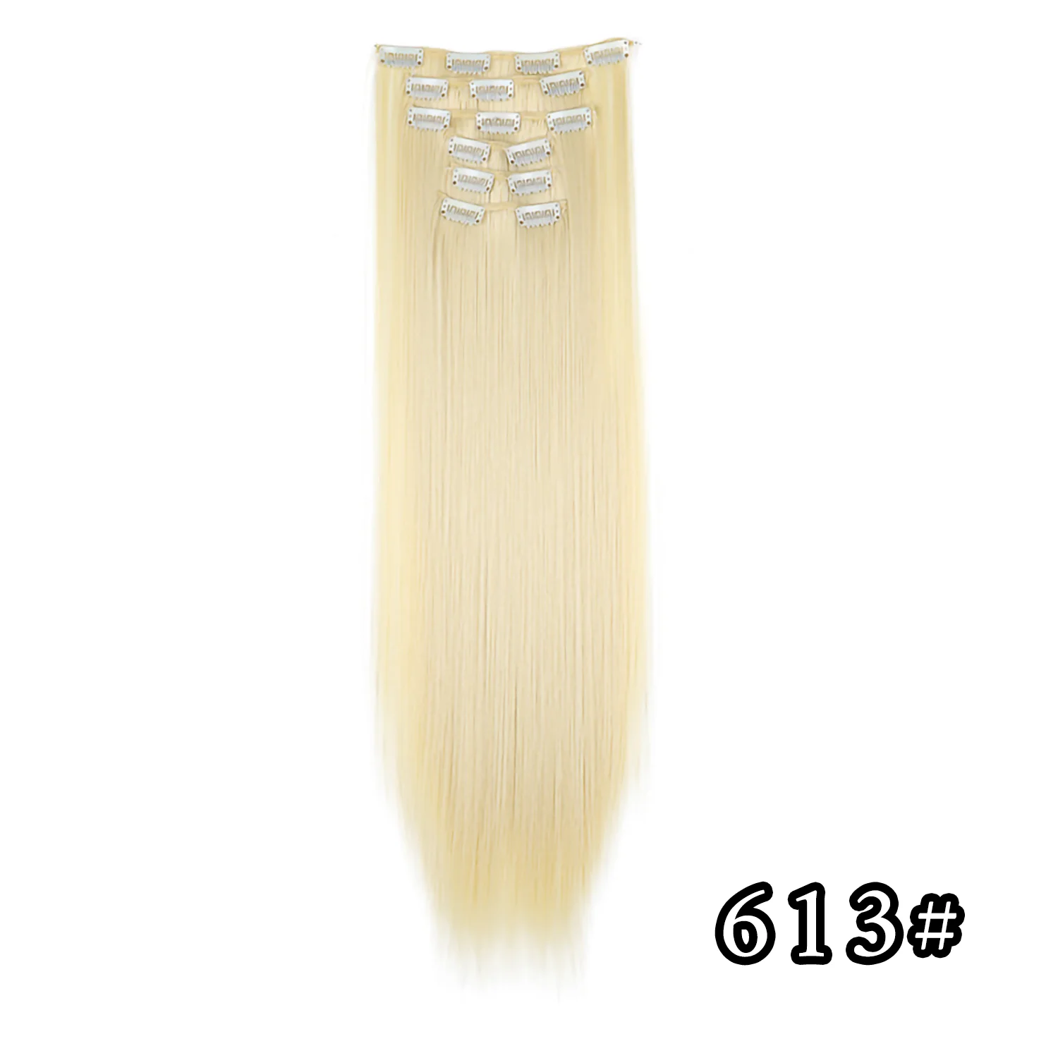 Color: P1B/27, Stretched Length: 24inches - 24Inch 16 Clips in Hair Extensions Long Straight Hairstyle Synthetic Blonde Black Hairpieces Heat Resistant False Hair Daily Use