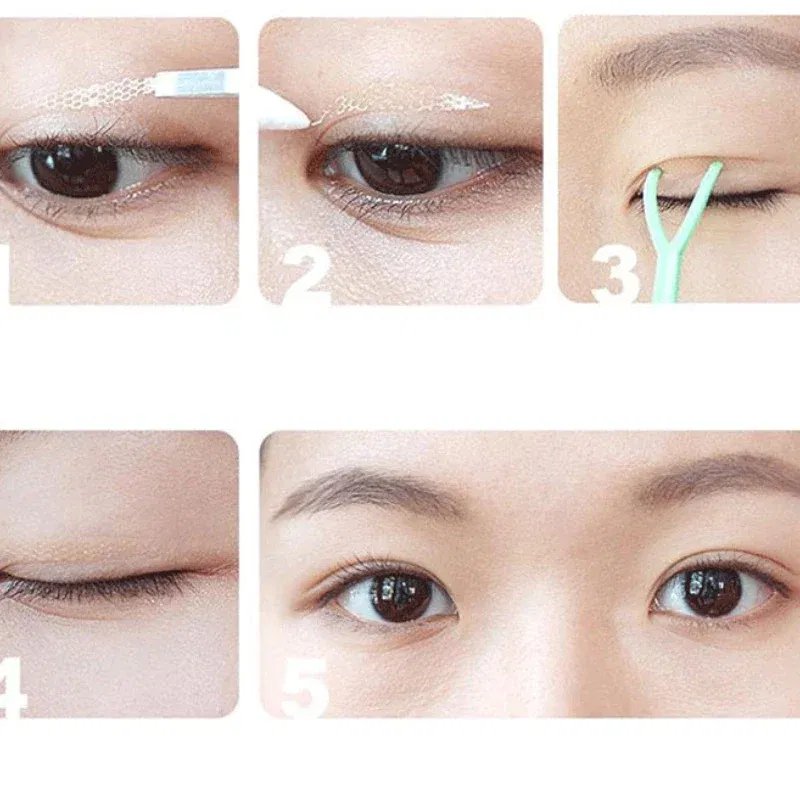 Color: Red - Natural Eye-Lift Mesh-Lace Transparent Invisible Self-adhesive Eyelid Tapes Stickers Women Invisible Double-fold Eyelid Stickers