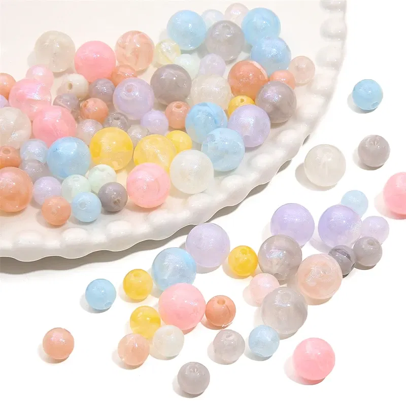 Color: GRAY, Ships From: CN - 20/50pcs 8/12mm Acrylic Round Pearl Luster Beads for Earring Necklace Keychain DIY Jewelry Making
