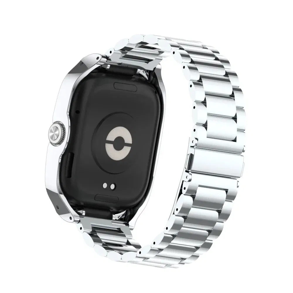 Band Color: Gold, Band Width: 15mm - Suitable for Redmi Watch 4 solid stainless steel three-ball strap, metal protection case strap Redmi Watch 4 replacement strap
