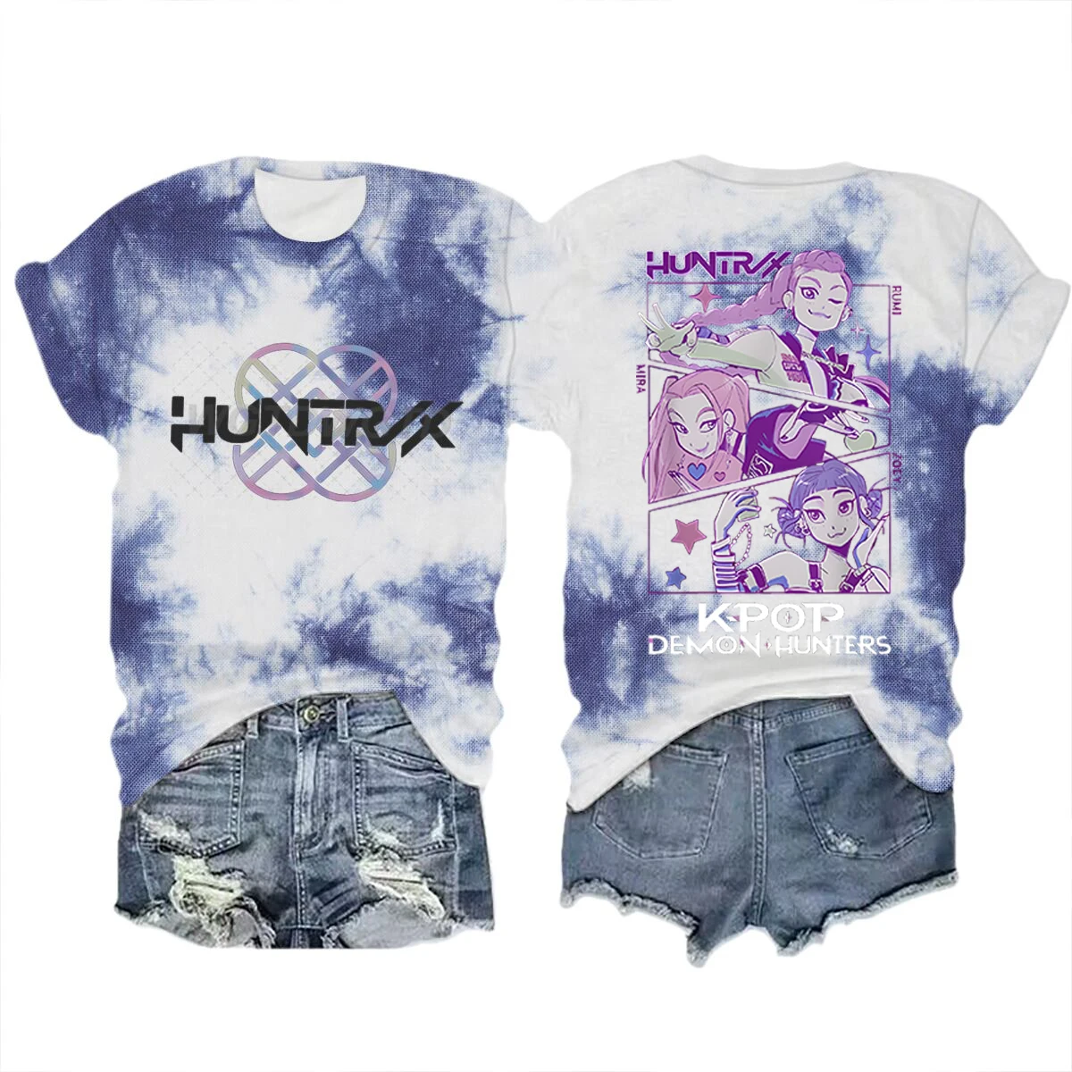 Color: Burgundy, Size: XL - Movie Characters T-shirt Tops Tie-dye Men's Women's Clothing Round Neck Short Sleeve T-shirt Street Style T-shirts