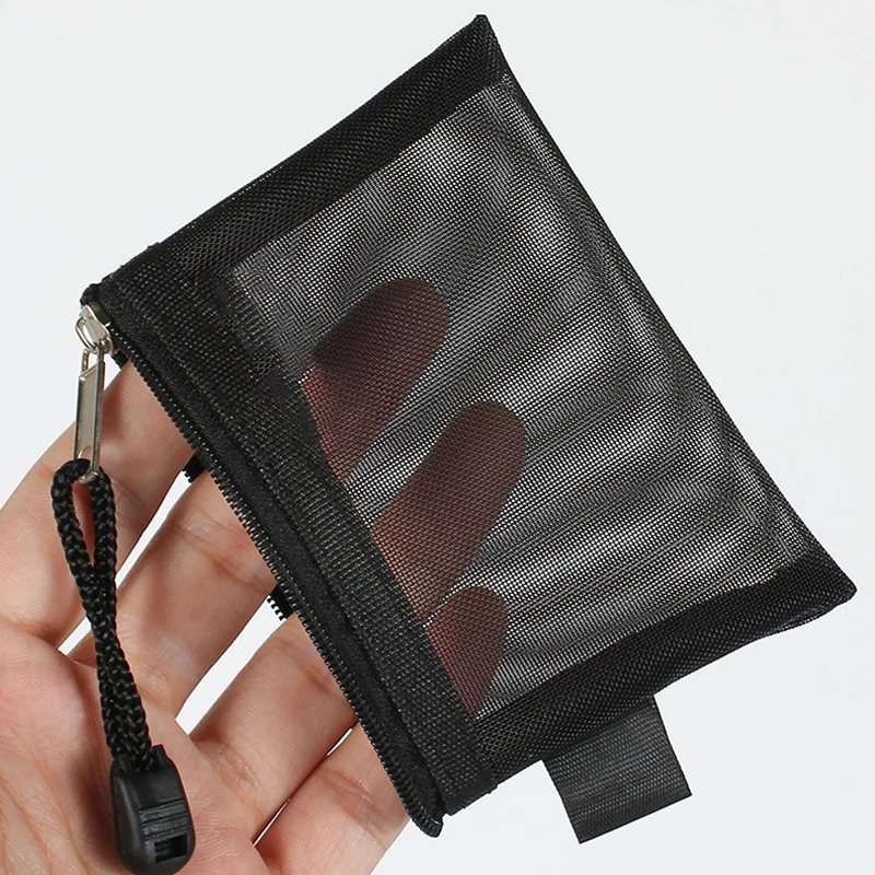 Color: Pink - Mini Transparent Nylon Mesh Coin Bags Credit ID Card Organizer Portable Coin Purse Lipstick Earphone Data Line Key Storage Bag