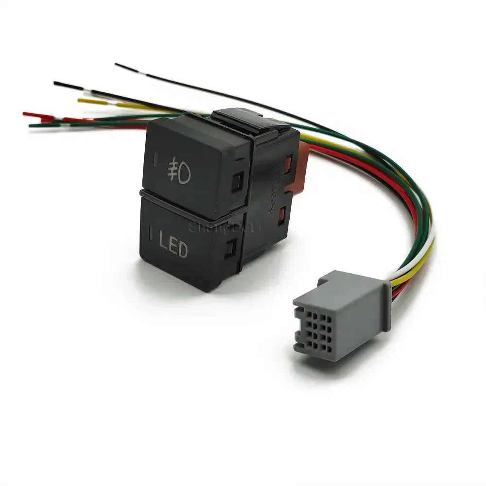 Color: Red - LED Light Car Dual Switch Front Fog Light Steering Wheel Heating Button With Wire For Honda CRV URV AVANCIER CITY Accessories