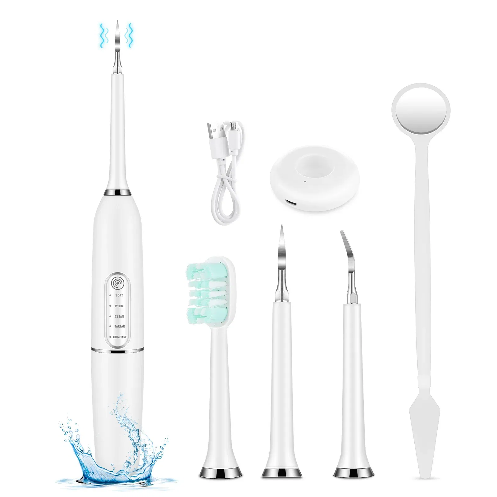 Color: grey - Electric Teeth Cleaner Dental Scaling Tooth Whitening and Cleaning Device IPX6 Waterproof Stains Remover Oral Care USB Charging