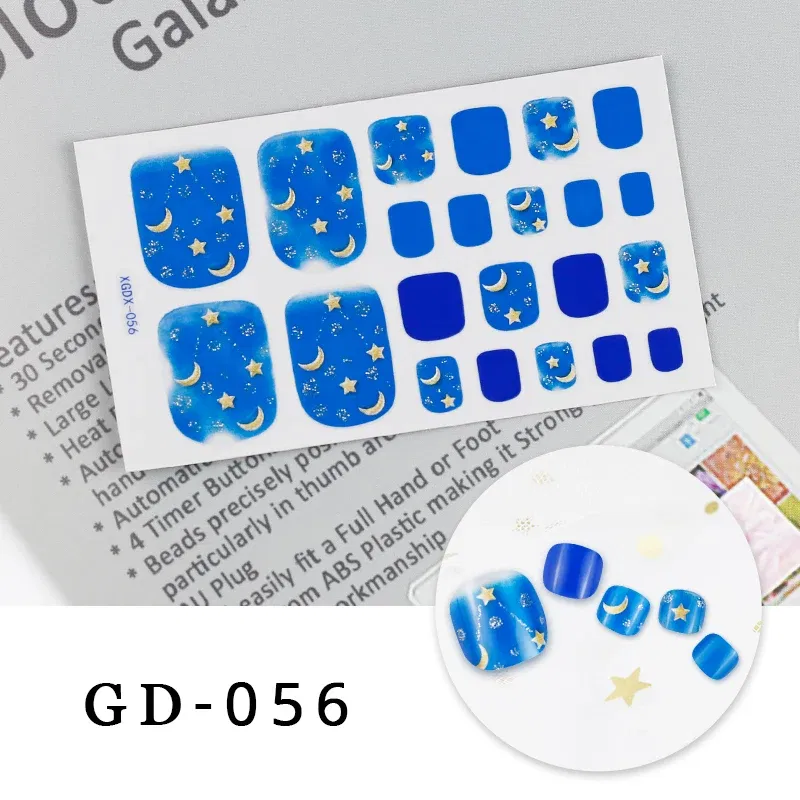 Color: Blue - Colorful Nail Stickers Foot Shiny Glitter Nails Charms Full Cover Self-Adhesive Nail Polish Stickers for Nails Art