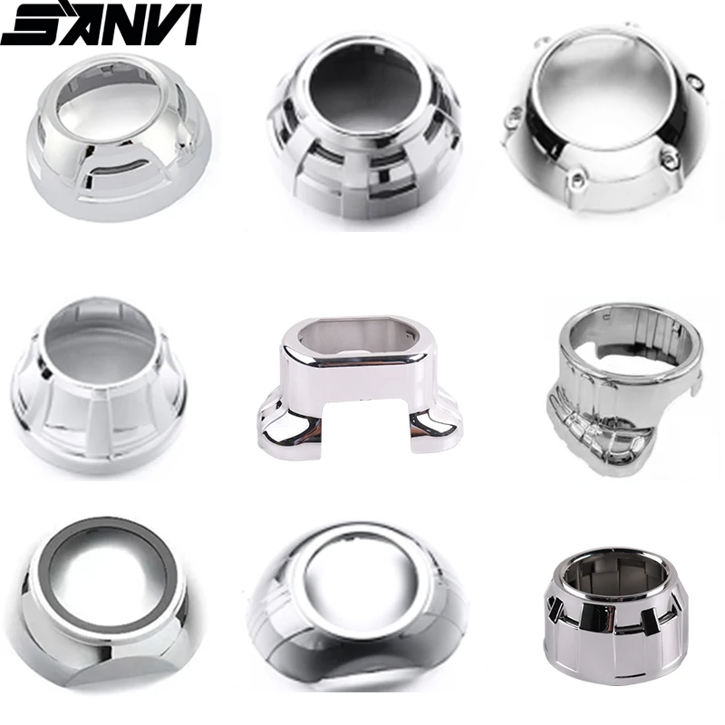 Color: Dark Grey - SANVI 2.5INCHES 3INCHES BI XENON/LED Projector lens mask  shrouds Car light accessories