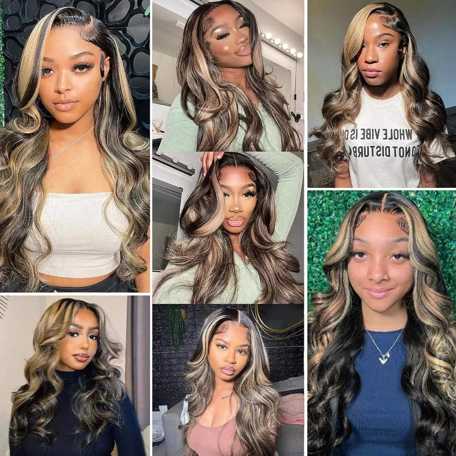 Hair Color: #6, Stretched Length: 20inches, Density: 180% - Highlight Blonde #1B/27 13X4 Lace Front Wigs Boday Wave Human Hair Transparent Lace Frontal Wigs Pre Plucked For Salon Quality