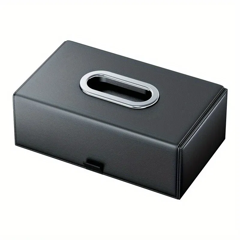 Color Name: Brown - 1pc PU Leather Car Tissue Box - Elegant Stitching, Durable Armrest Organizer, Compact Design, Efficient Space Use