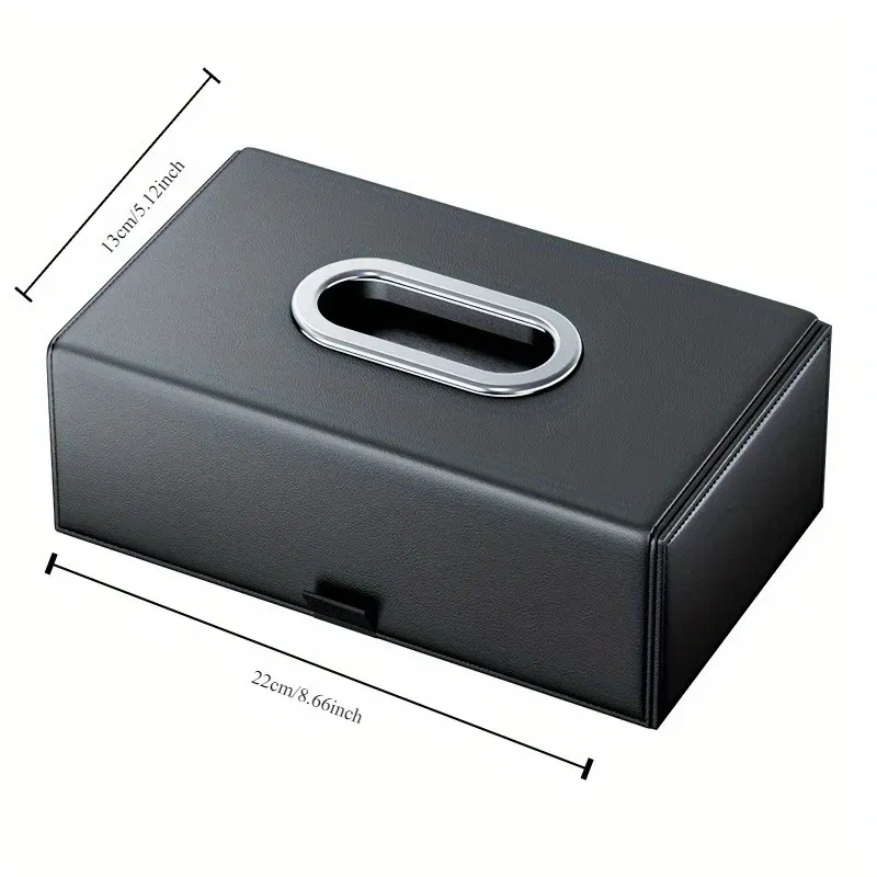 Color Name: Brown - 1pc PU Leather Car Tissue Box - Elegant Stitching, Durable Armrest Organizer, Compact Design, Efficient Space Use
