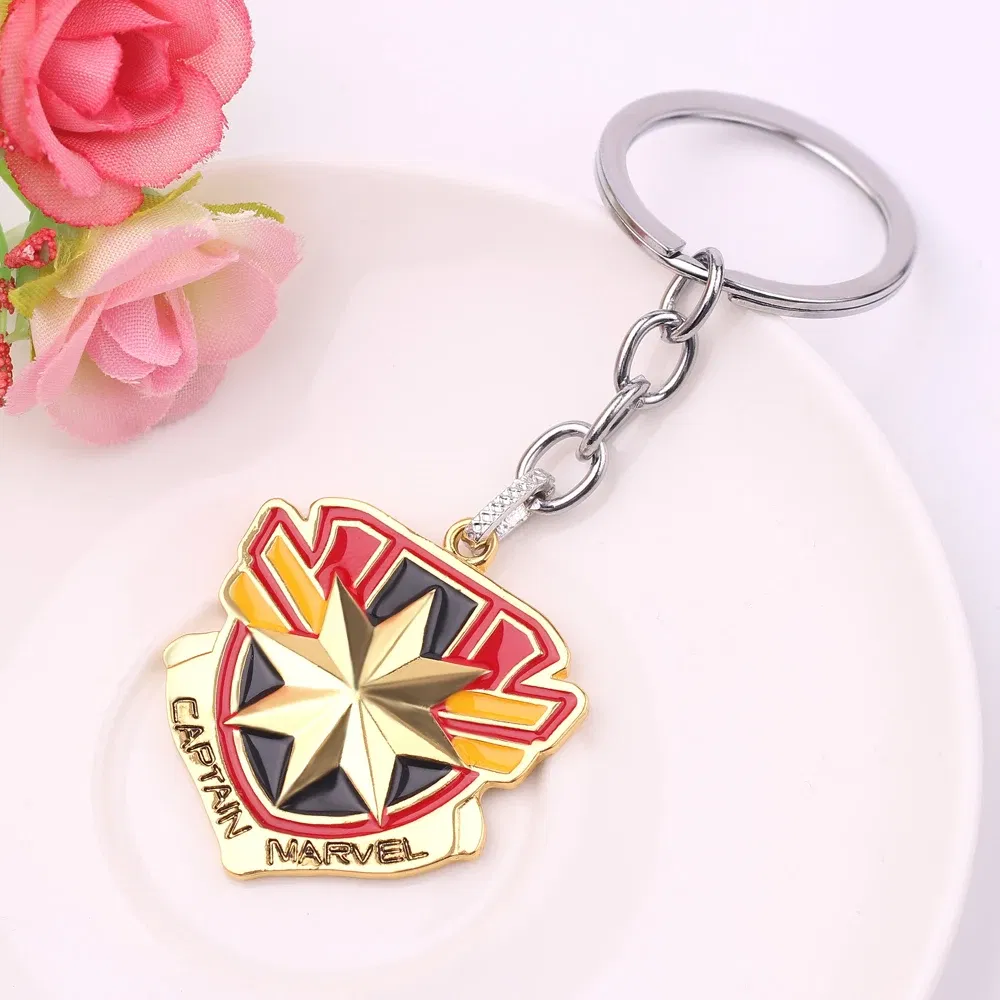 Color: WHITE, Ships From: CHINA - Avengers Captain Marvel Carol Danvers Keychain Superhero Metal Pendant Keyrings for Women Men Backpack Key Holder Accessories