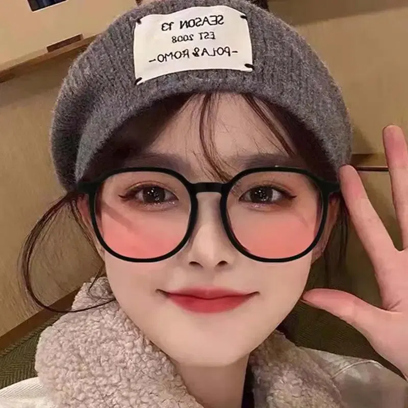 Color: WHITE, Ships From: CHINA - Powder Blusher Glasses Korean Oversized Gradual Pink Sunglasses Fashion Computer Goggle Women's Gift Blue Light Blocking Glasses