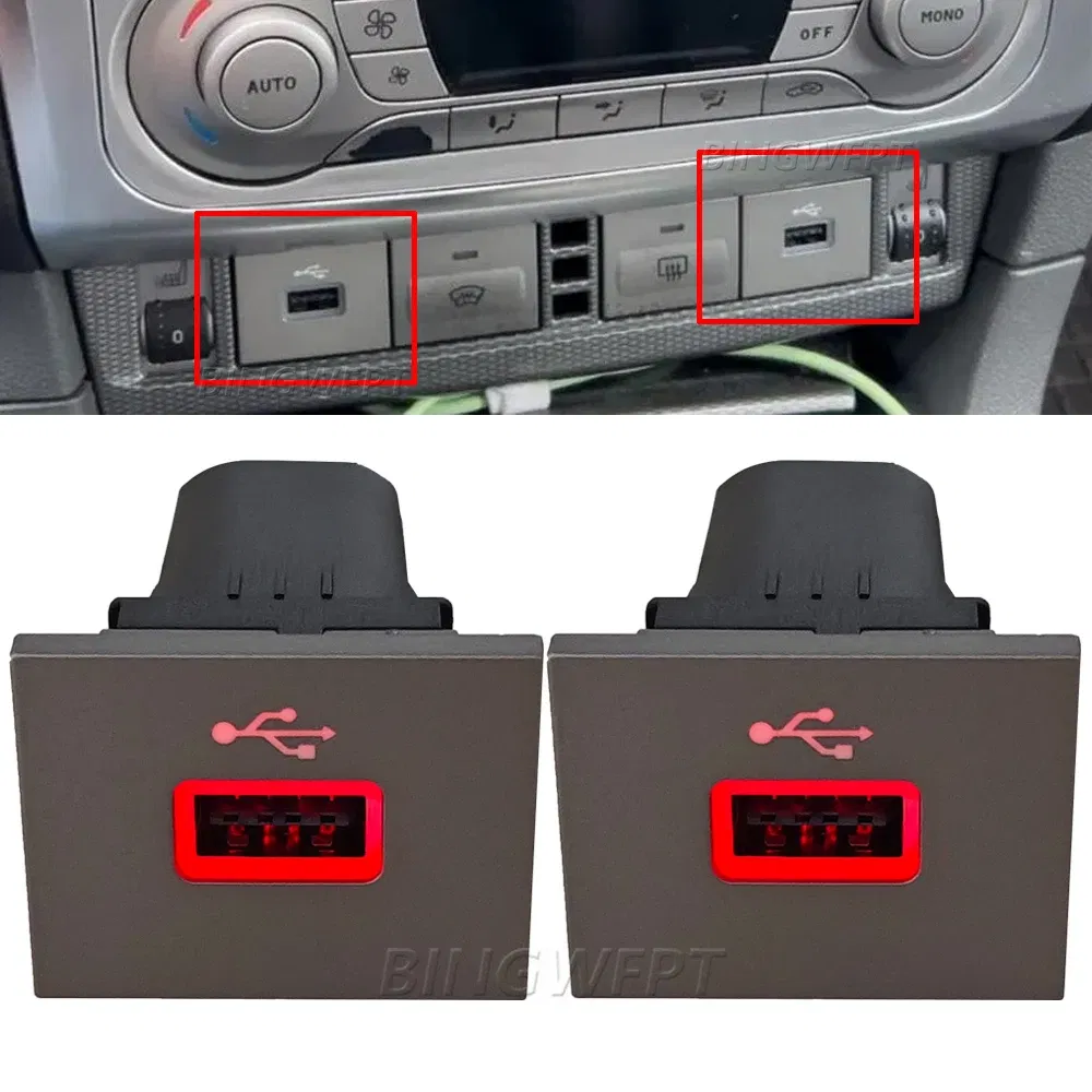 Color Name: Silver - NEW 2PCS Car USB Input Adapter Audio Radio u-disk flash Socket Interface Cable For Ford Focus 2 Mk2 2009-2011