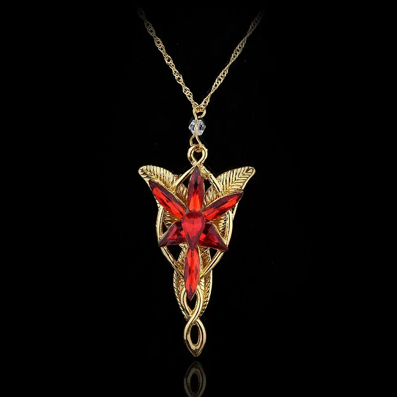 Color: Red, Ships From: CHINA - Arwen Evenstar Crystal Pendant Necklace Silver Colour Fashion Twilight Star Necklace for Women Jewelry Accessories Toy Gift
