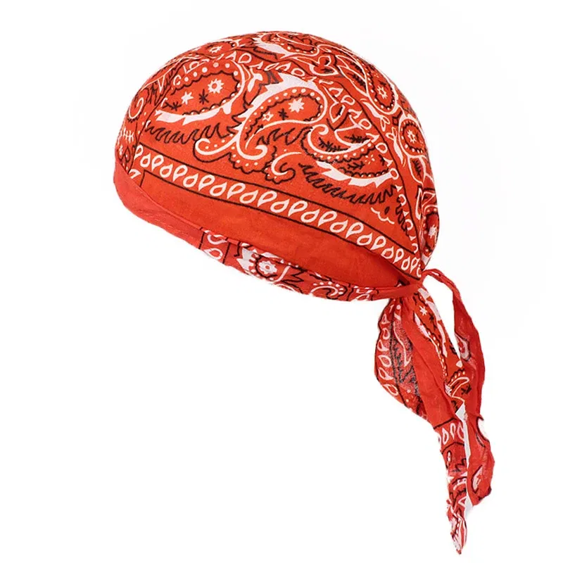 Color: Khaki - Cotton Cycling Pirate Bandana Men Women Headwraps Bike Headband Headcloth Sweat Wicking Beanie Hip-hop Turban Head Scarf