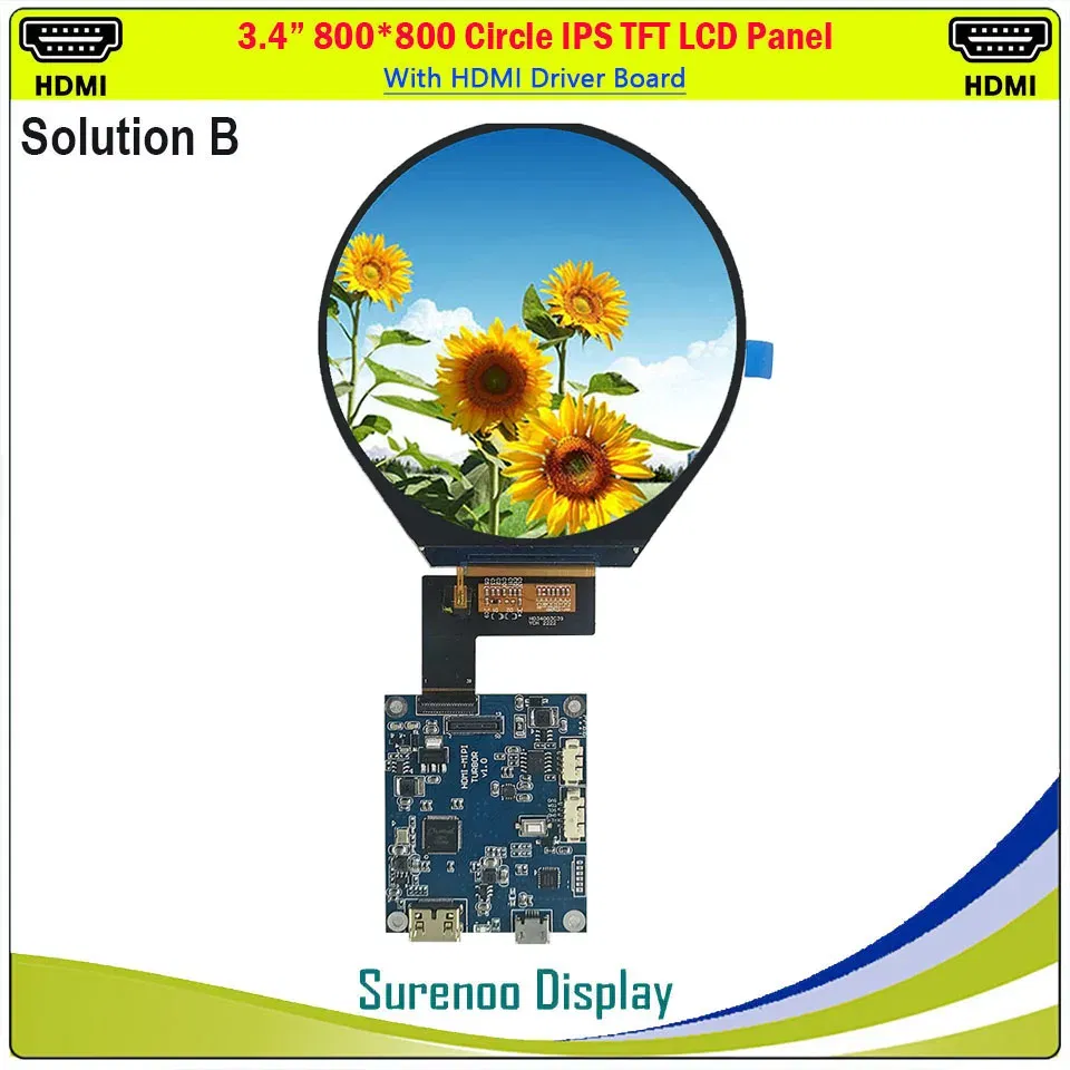Color: Blue - 3.4" Inch HDMI-Compatible 800*800 Double Dual Round Circle Circular IPS TFT LCD Module Screen Display Panel LCM TM034XVZP01