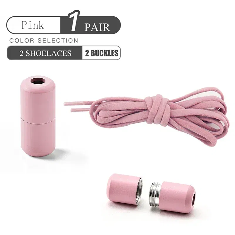 Color: Pink, Length: 100cm - Elastic No Tie Shoelaces Semicircle Shoe Laces for Kids and Adult Sneakers Shoelace Quick Lazy Metal Lock Laces Shoes Strings