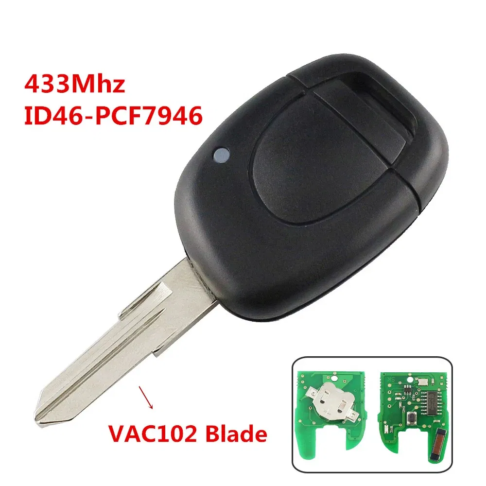Color: GRAY - Car Remote Key For Renault Clio II Master Twingo Kangoo 1 2 3 Simbol Scenic Laguna Espace Trafic 433Mhz ID46 VAC102/NE73 Blade