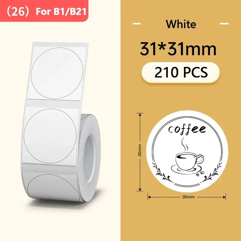 color: Brown - Niimbot Mini Printer Thermal Wire White/ Cable/Color/Round Sticker Self Adhesive Waterproof Sticker For B1 B21 B203