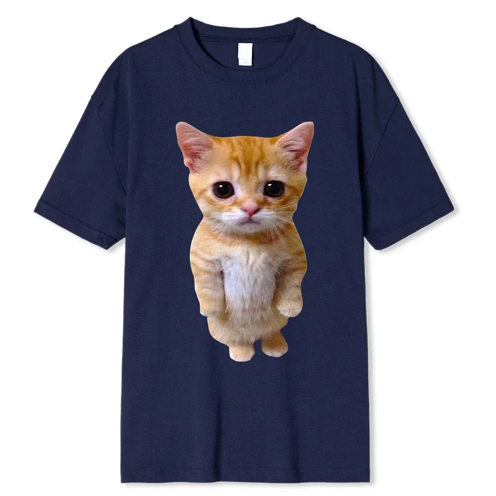 Color: Dark Grey, Size: XXXL - El Gato Meme Sad Crying Cat Munchkin Kitty Meme Trendy Graphic T-shirt Unisex Fashion Short Sleeve T-shirts Oversized Streetwear
