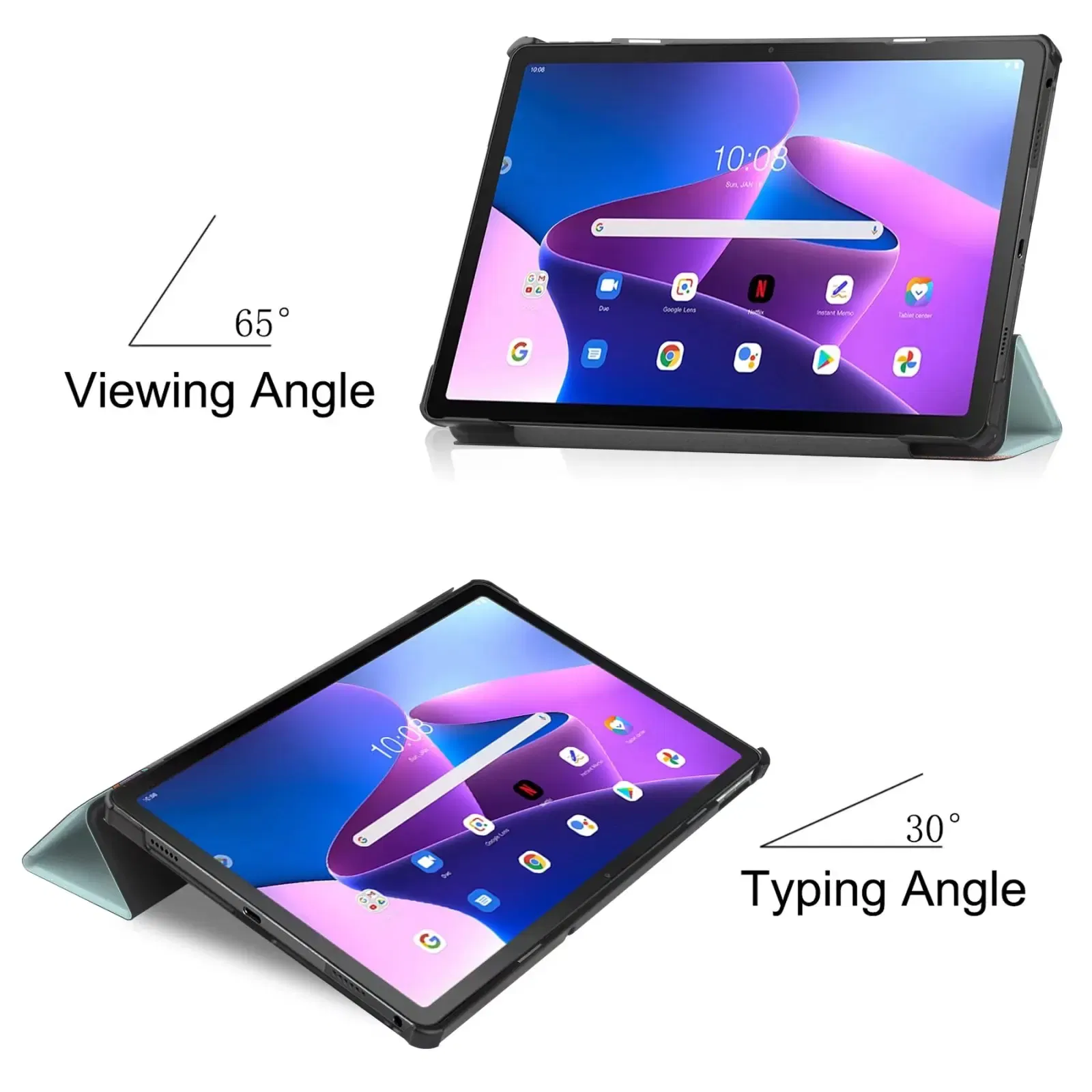 Color: Champagne, Size: Thirteen, Ships From: CHINA - For Lenovo Tab M10 HD 2nd Gen Case TB-X306F X306X Tri-Fold Stand Wake/Sleep Magnetic Protective Shell PU Leather Tablet Cover