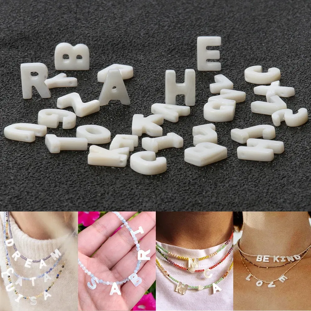 Color: light green - Trend DIY Handmade Vertical Capital Letter Pendant Beads Jewelry Making Accessories Necklace Bracelet Letras Materiales